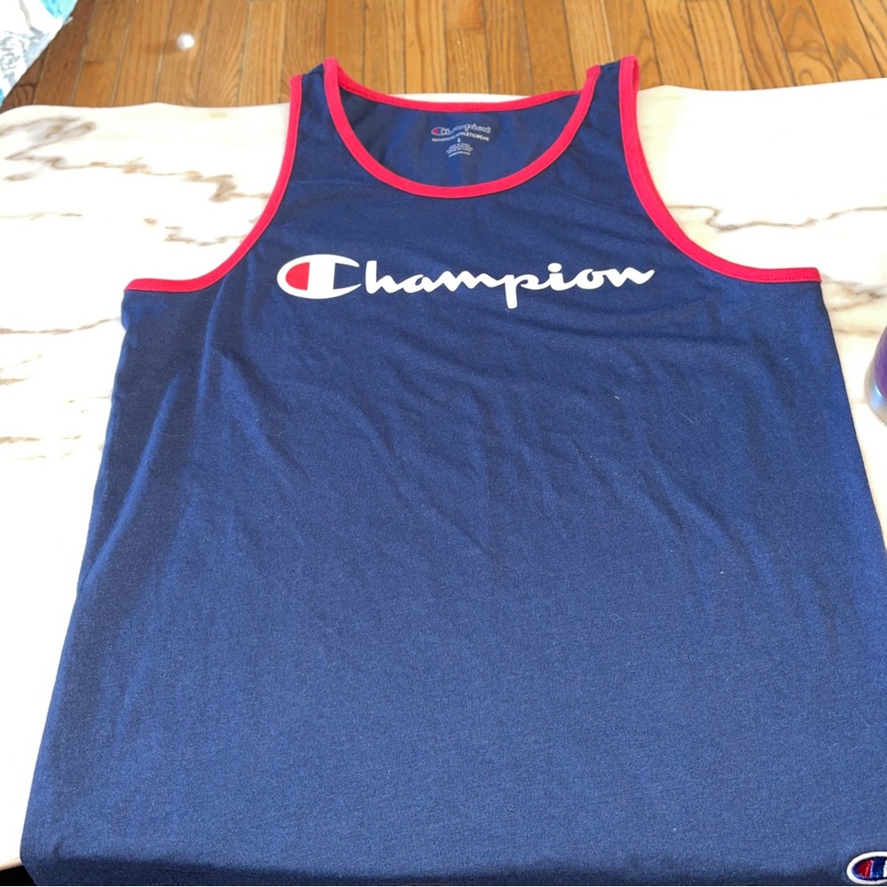 Champion Shirt Boys Extra Large Blue Logo Tank Top Sleeveless Kids Youth